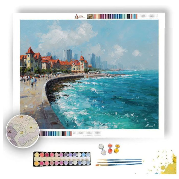 QINGDAO COASTLINE PROMENADE - Paint by Numbers Full Kit