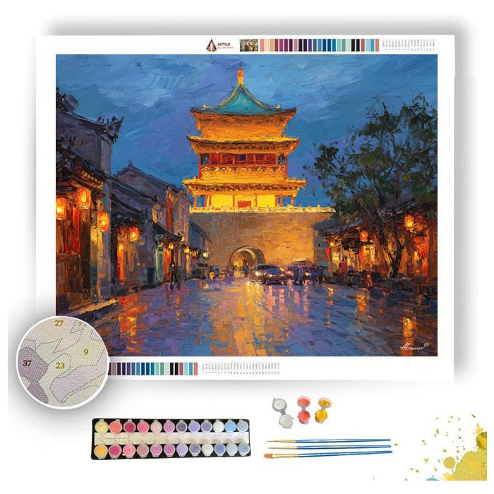 XIAN DRUM TOWER DUSK - Paint by Numbers Full Kit