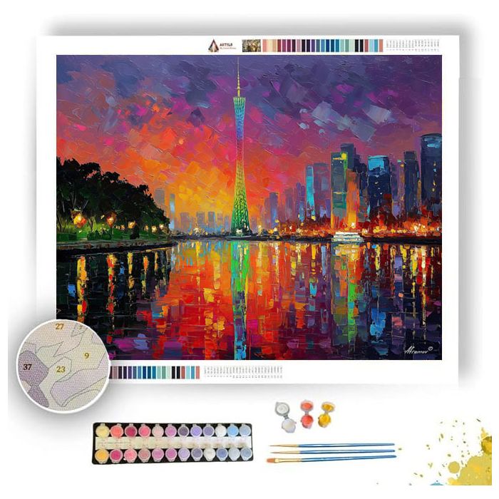 GUANGZHOU PEARL RIVER NIGHT - Paint by Numbers Full Kit