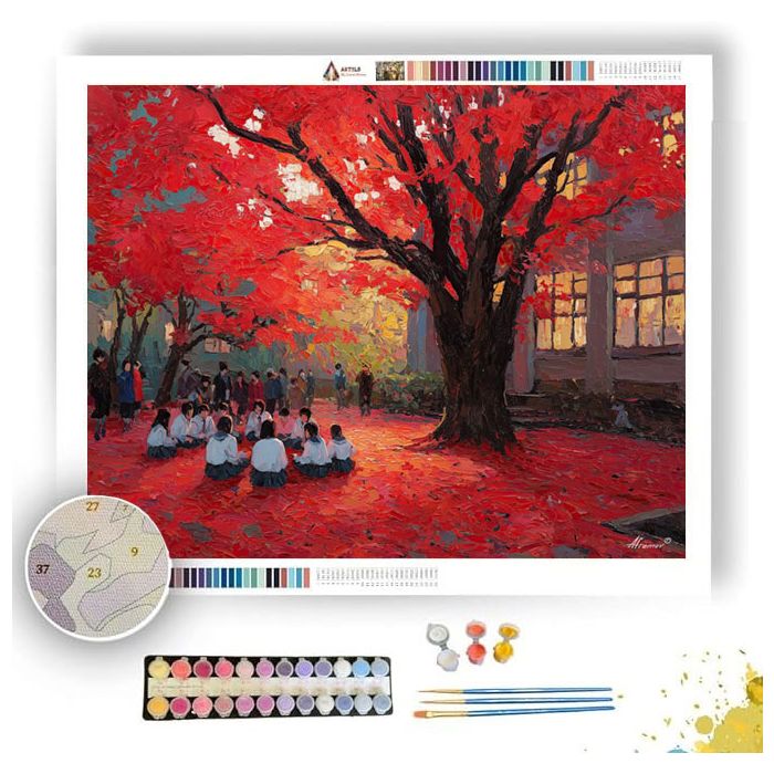 AUTUMN SCHOOLYARD - Paint by Numbers Full Kit