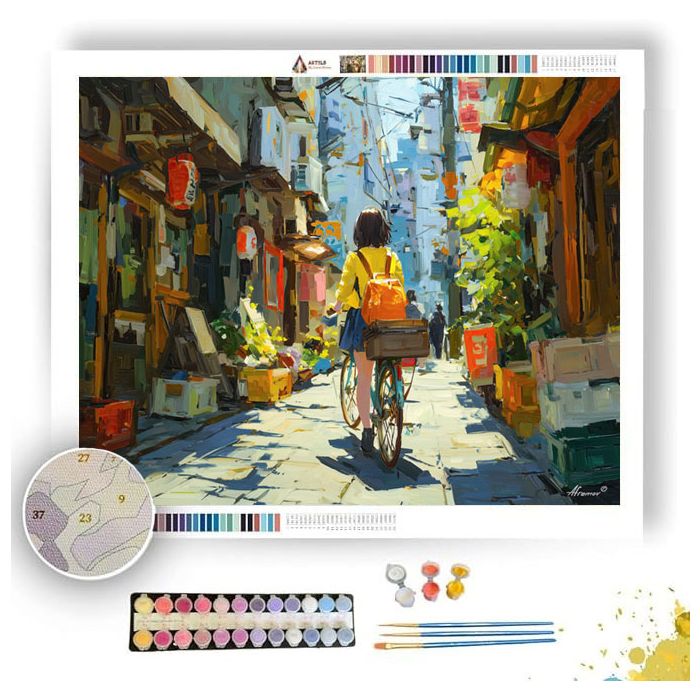 CITY BICYCLE MORNING - Paint by Numbers Full Kit