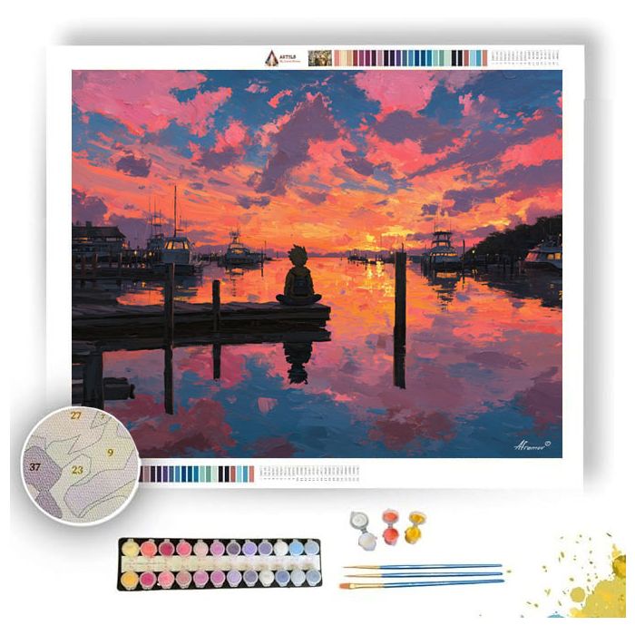 HARBOR SUNSET COLORS - Paint by Numbers Full Kit