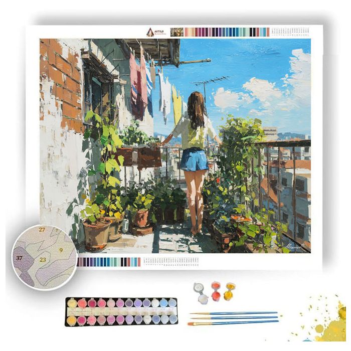 MORNING BALCONY VIEW - Paint by Numbers Full Kit