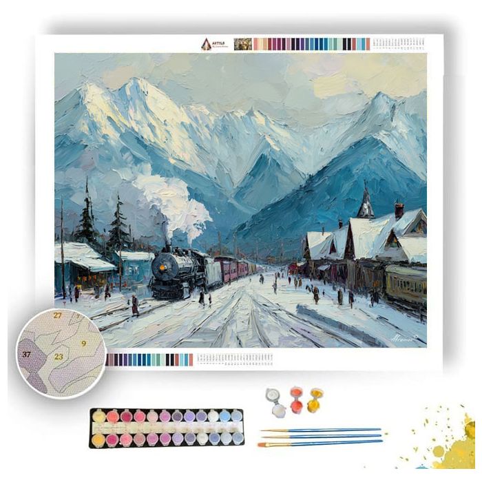WINTER MOUNTAIN STATION - Paint by Numbers Full Kit