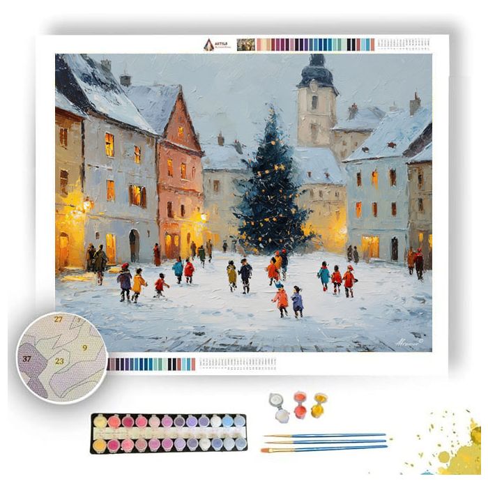 WINTER TOWN SQUARE - Paint by Numbers Full Kit