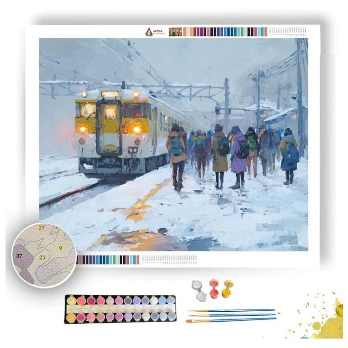 WINTER TRAIN PLATFORM - Paint by Numbers Full Kit