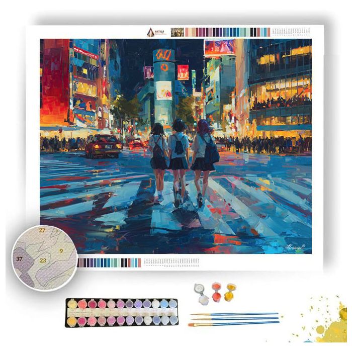 CITY NIGHT CROSSWALK - Paint by Numbers Full Kit