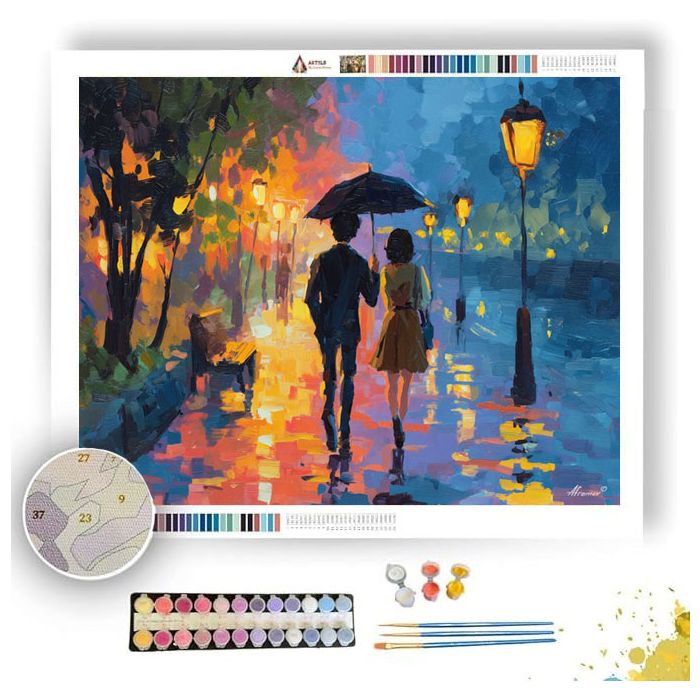 RAINY UMBRELLA WALK - Paint by Numbers Full Kit