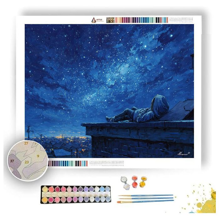 MIDNIGHT ROOFTOP STARS - Paint by Numbers Full Kit