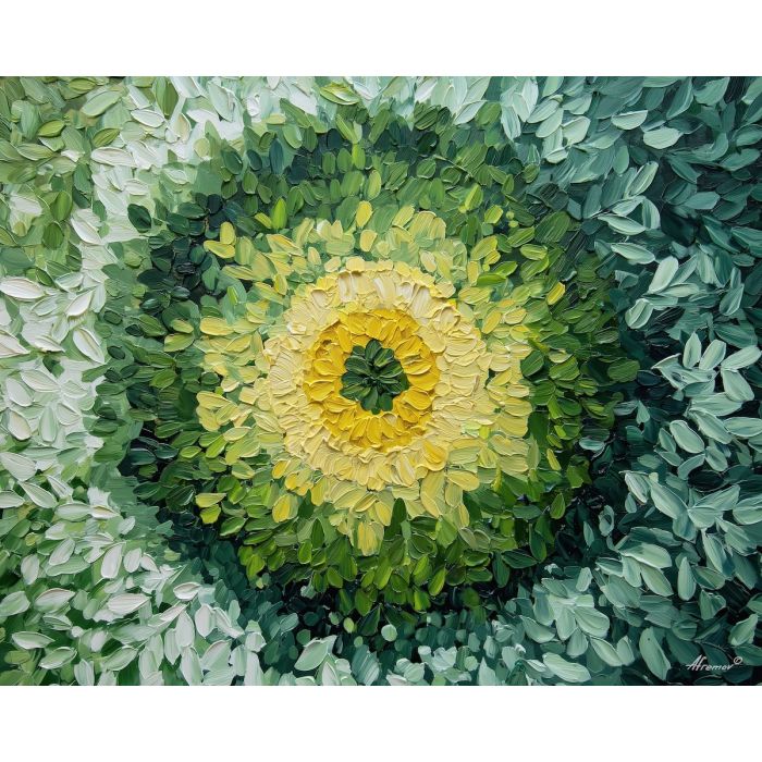 leaf mandala, botanical symmetry, soft green palette, nature pattern circle, yellow accents art, organic mandala design, peaceful garden theme, natural geometry