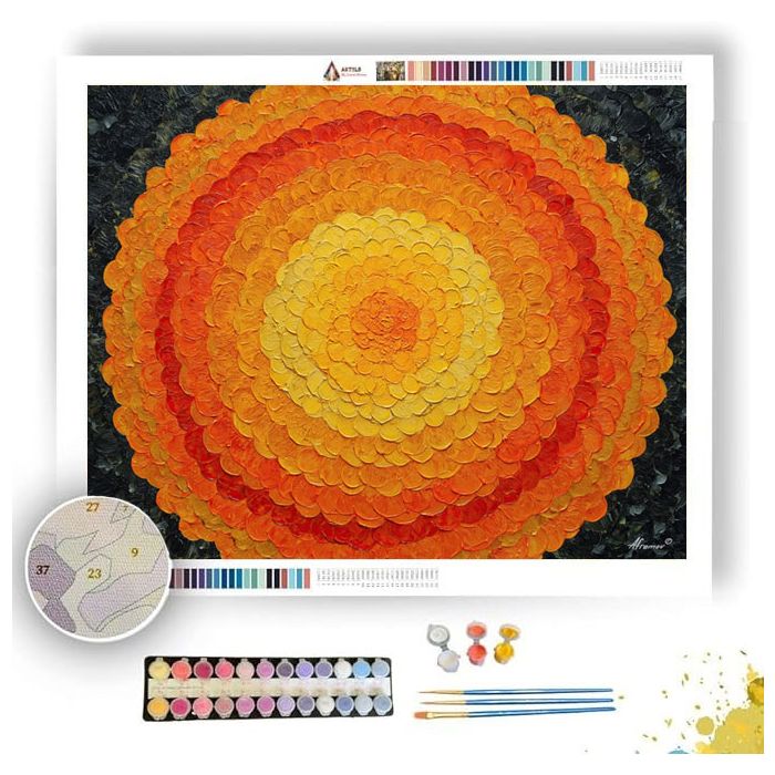 FLORAL MARIGOLD MANDALA - Paint by Numbers Full Kit
