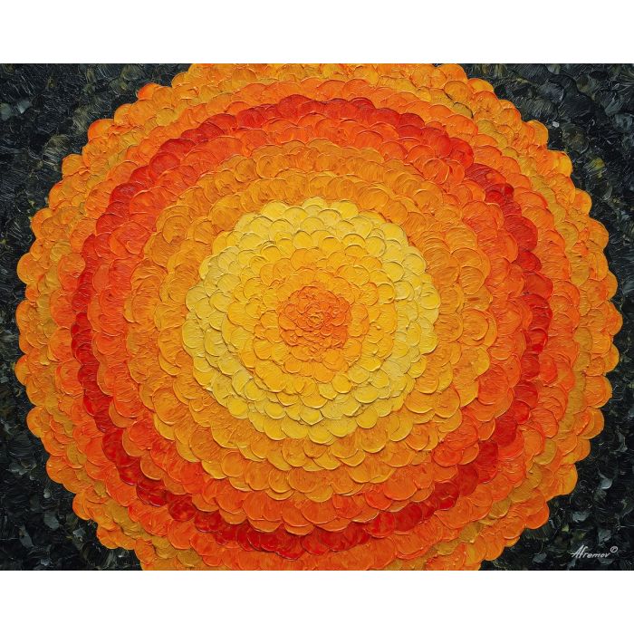 marigold mandala, yellow floral pattern, layered petal symmetry, warm flower circle, botanical bloom art, radiant yellow palette, petal mandala design