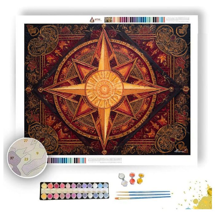GOLDEN COMPASS MANDALA - Paint by Numbers Full Kit