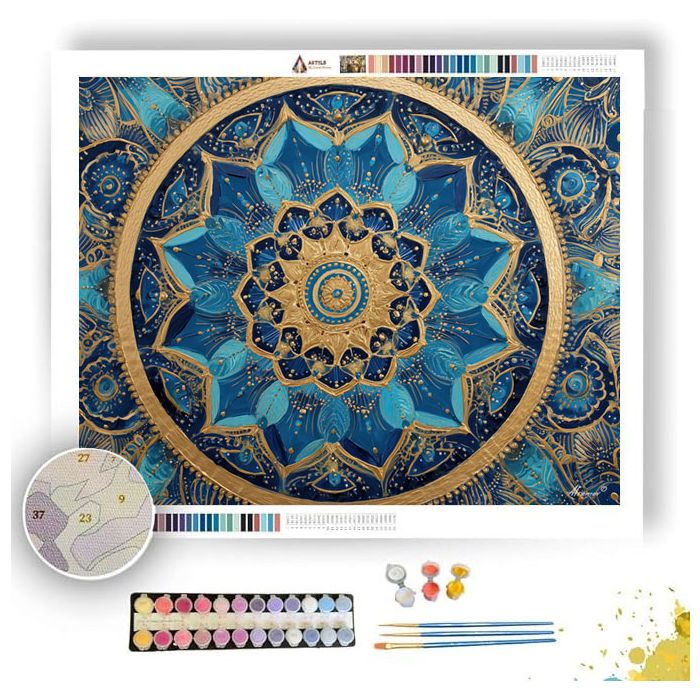 BLUE TEMPLE MANDALA - Paint by Numbers Full Kit