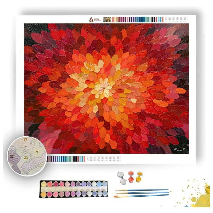 FIRE BLOOM MANDALA - Paint by Numbers Full Kit
