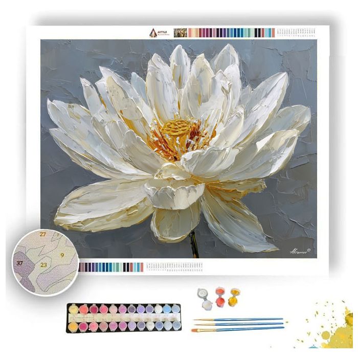 ELEGANT WHITE LOTUS - Paint by Numbers Full Kit