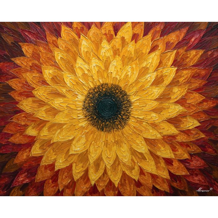 sunflower mandala, amber gold petals, warm floral symmetry, sunflower bloom art, radiant mandala design, bright yellow pattern, circular petal wheel