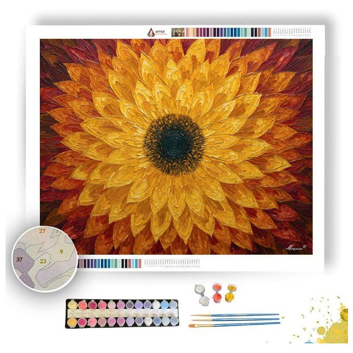 AMBER SUNFLOWER MANDALA - Paint by Numbers Full Kit
