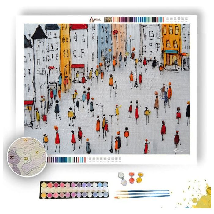 DOODLE BUSY STREET - Paint by Numbers Full Kit