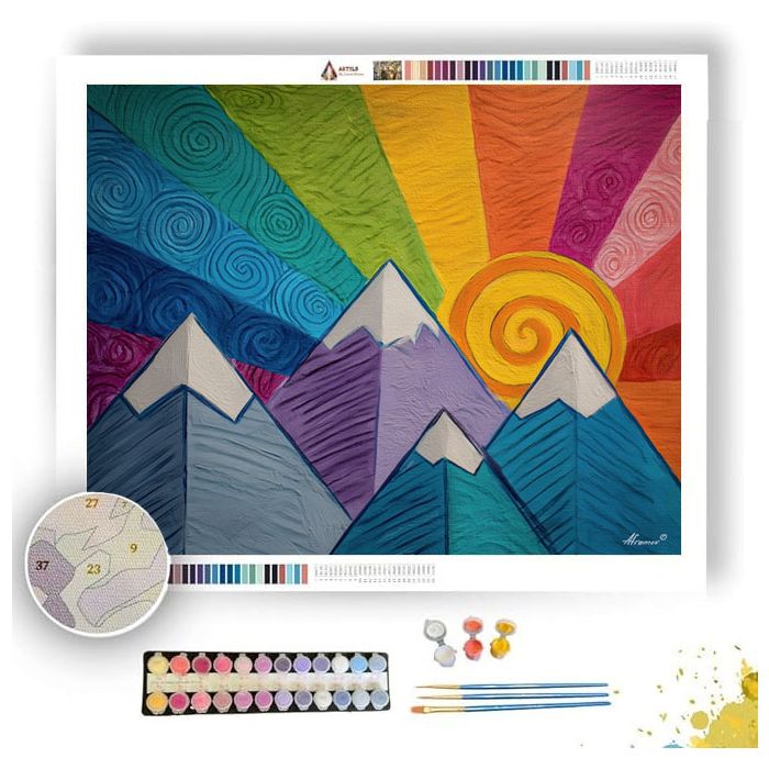 BRIGHT MOUNTAIN DOODLE - Paint by Numbers Full Kit