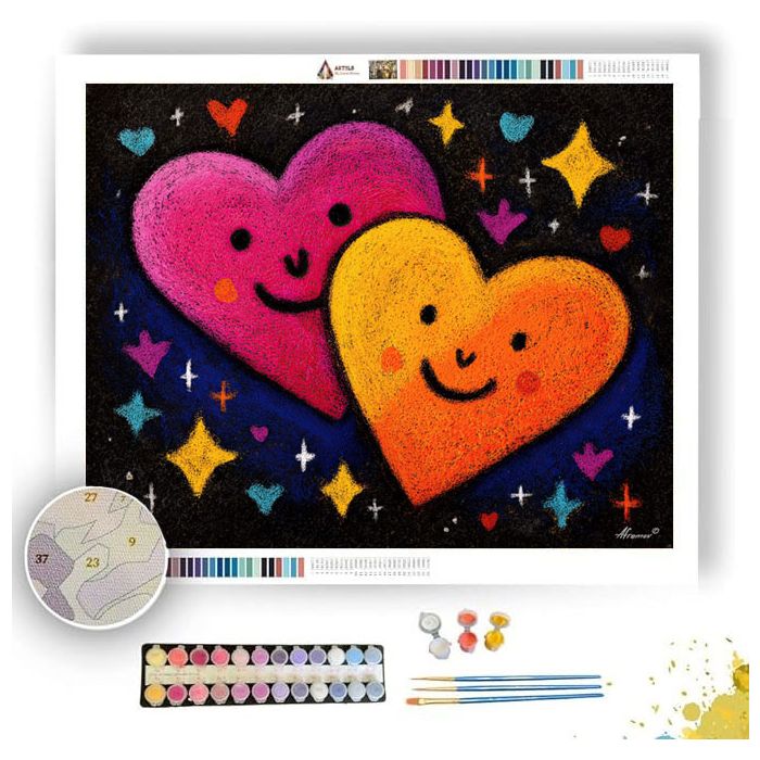 DOODLE HUGGING HEARTS - Paint by Numbers Full Kit