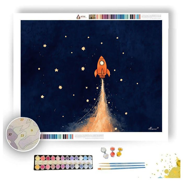 DOODLE SPACE ROCKET - Paint by Numbers Full Kit