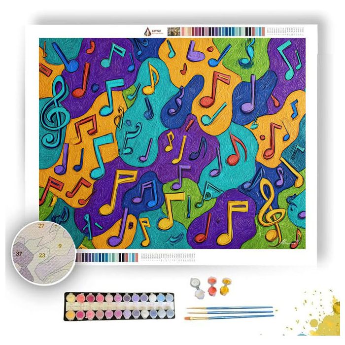 DOODLE MUSIC NOTES - Paint by Numbers Full Kit
