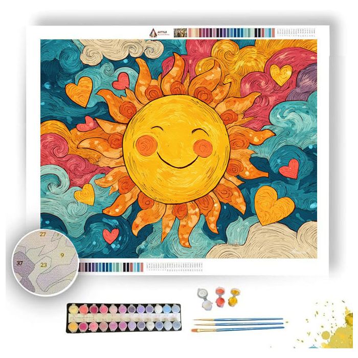 DOODLE SUNSHINE SMILE - Paint by Numbers Full Kit