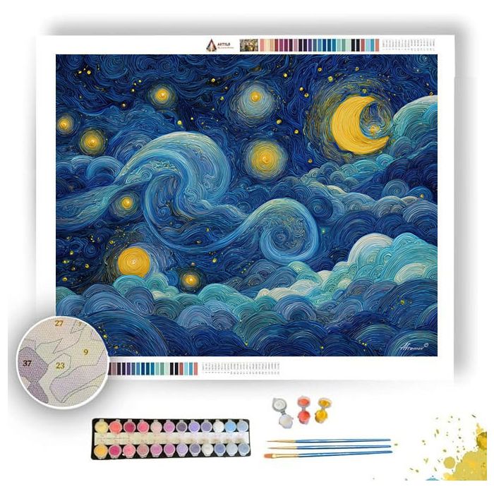 STARLY NIGHT DOODLE - Paint by Numbers Full Kit