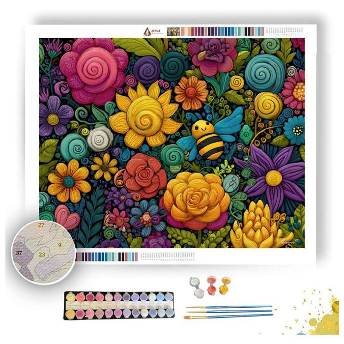 HAPPY GARDEN DOODLE - Paint by Numbers Full Kit