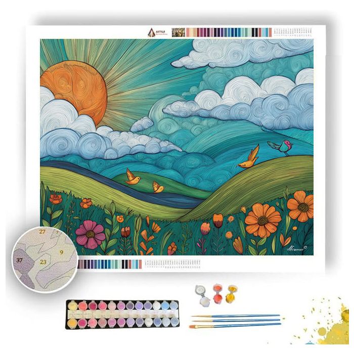 DOODLE SPRING FIELD - Paint by Numbers Full Kit