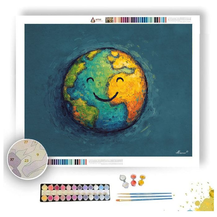 DOODLE SMILEY GLOBE - Paint by Numbers Full Kit