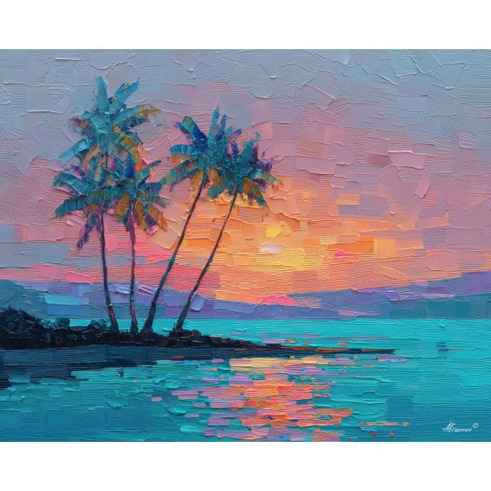 pixel beach, retro palm trees, 8-bit island, teal water, pixel sunset, tropical blocks, candy colors, game art ocean, pixel sand, pastel horizon, blocky palms, low-res style, tropical silhouette, colorful pixel theme, summer retro look, pixel gradients, beach decor, island view, geometric landscape, pixel shoreline