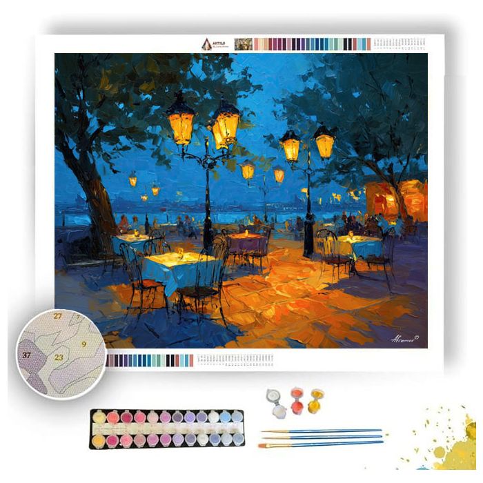 CAFE AT BLUE TWILIGHT - Paint by Numbers Full Kit