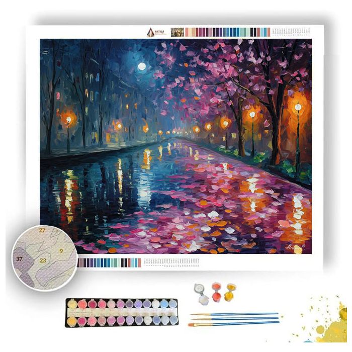 MIDNIGHT BLOSSOM CANAL - Paint by Numbers Full Kit