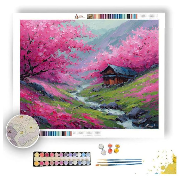 CHERRY BLOSSOM TEAHOUSE VALLEY - Paint by Numbers Full Kit