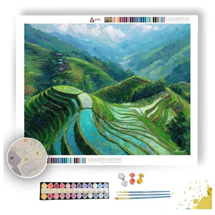 EMERALD TERRACES OF LONGSHENG - Paint by Numbers Full Kit