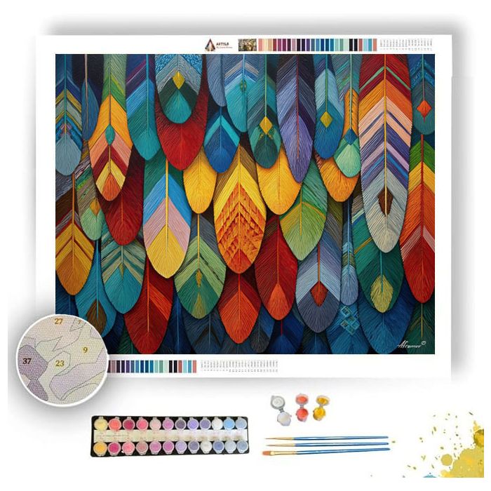 RAINBOW OF FEATHERS - Paint by Numbers Full Kit