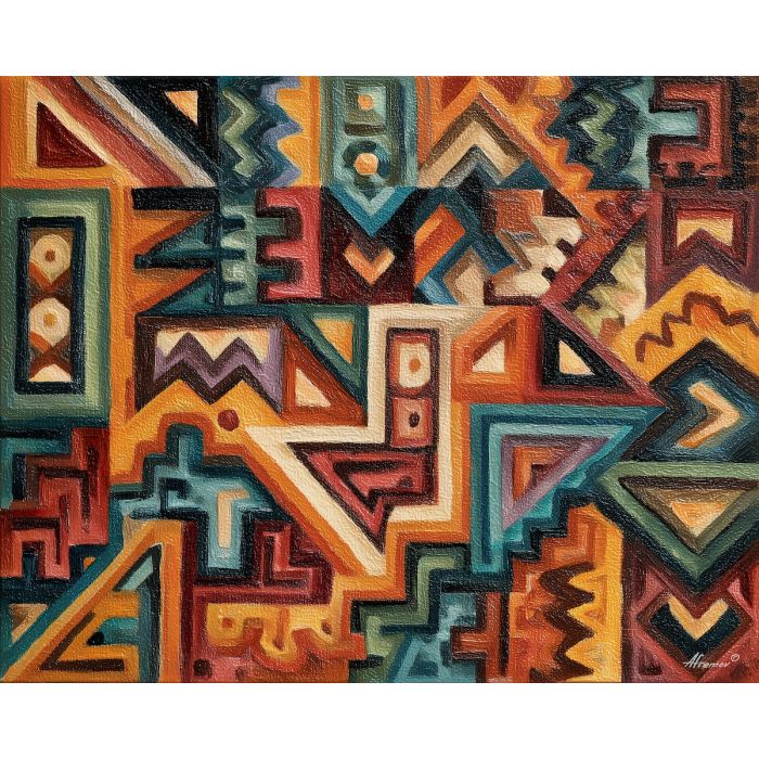 wind motif, tribal angular lines, aztec pattern art, repeating shapes, ancient symbolism, cultural wind design, abstract geometry, decorative lines, symbolic movement