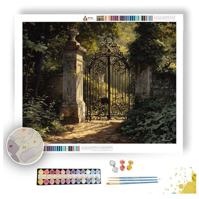SHADOWED GARDEN GATE - Paint by Numbers Full Kit