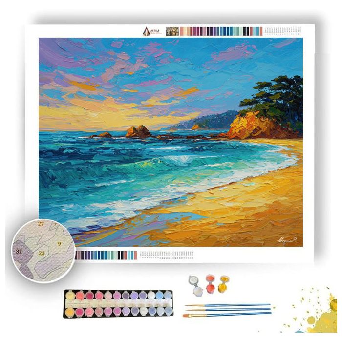 GOLDEN COASTLINE GLOW - Paint by Numbers Full Kit