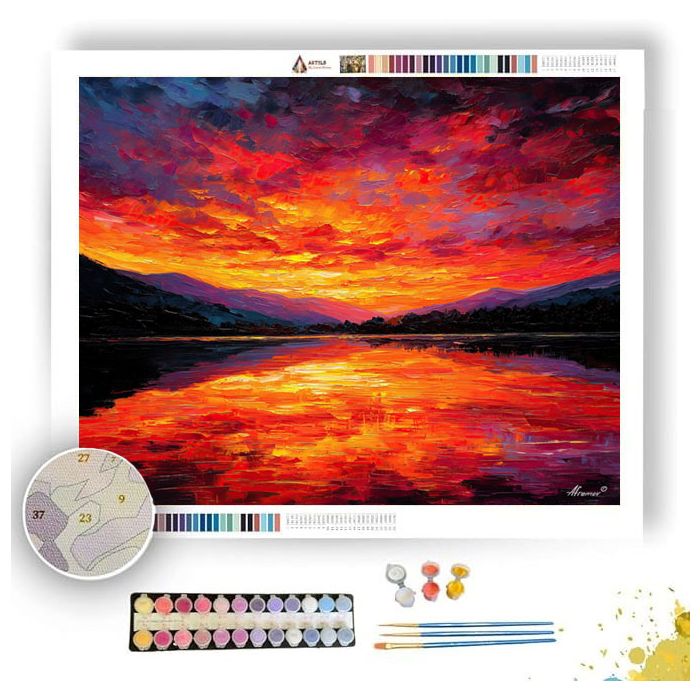 CRIMSON LAKE REFLECTIONS - Paint by Numbers Full Kit