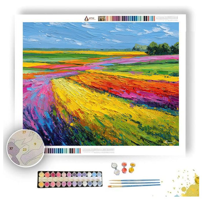 RAINBOW FIELD PANORAMA - Paint by Numbers Full Kit