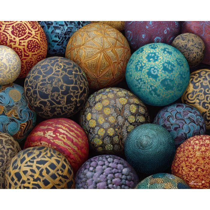 patterned spheres, zentangle circles, distinct textures, complex doodles, abstract matrix, geometric layout, repeating patterns, connected shapes, intricate line spheres