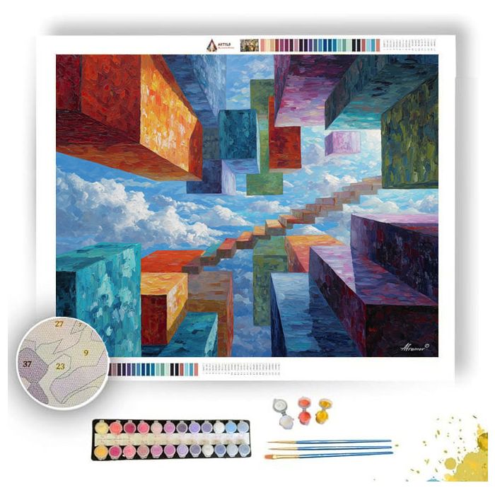 RIPPLED CUBE ASCENT - Paint by Numbers Full Kit