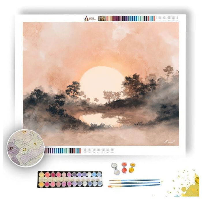 WATERCOLOR SUNRISE HOLLOW - Paint by Numbers Full Kit