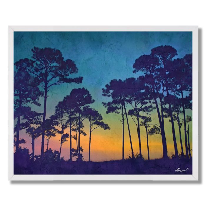 WATERCOLOR TWILIGHT PINES - FRAMED