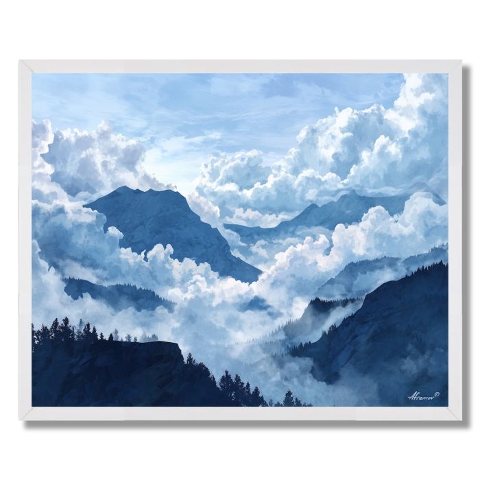 WATERCOLOR MOUNTAIN OVERLOOK - FRAMED