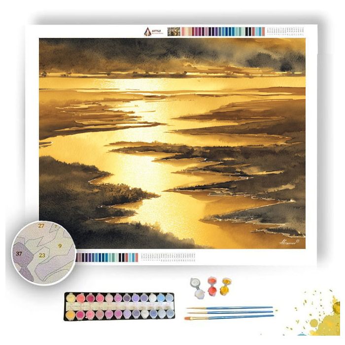 WATERCOLOR GOLDEN ESTUARY - Paint by Numbers Full Kit