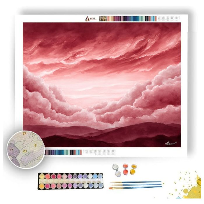 WATERCOLOR CRIMSON SKY VISTA - Paint by Numbers Full Kit